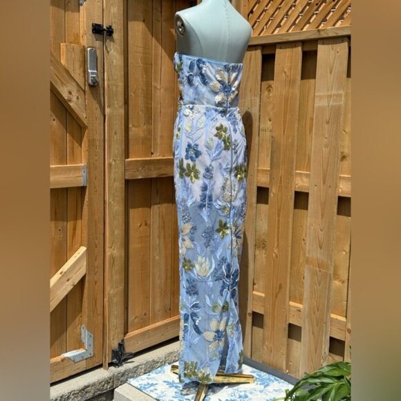 🆕 BRONX & BANCO 🧿 NWOT Dahlia Floral Gown, Baby Blue Multi Maxi - Sz M US 6 - Picture 11 of 15
